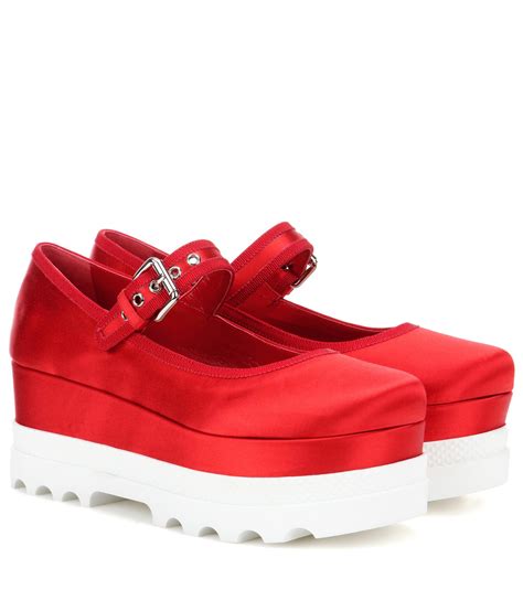 miu miu red satin pumps|women's miu michu shoes.